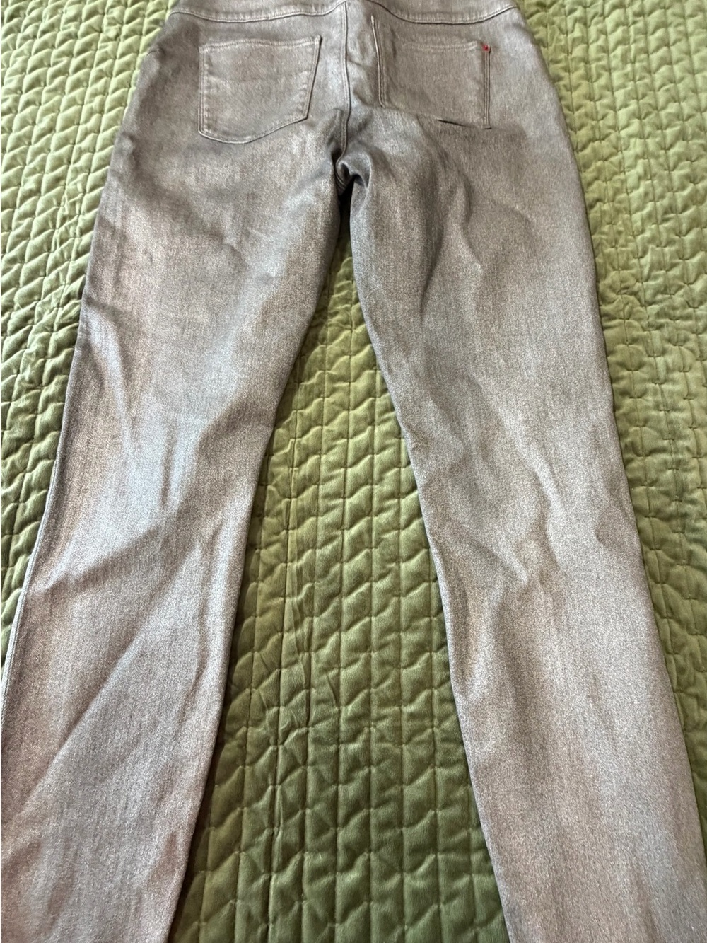 SPANX pewter shimmer gray pull‎ on jeans size XL - Picture 9 of 13